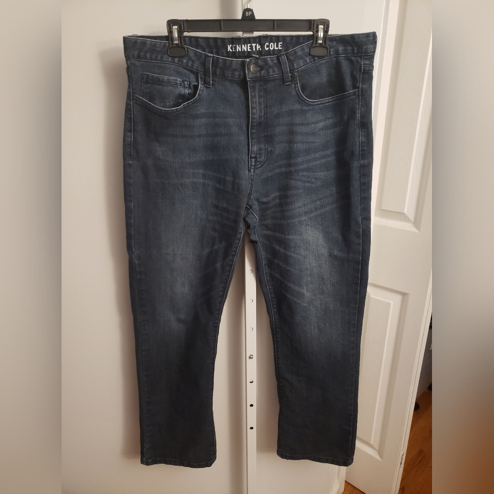 Kenneth Cole Women's Deep Indigo High Waisted Straight Jeans